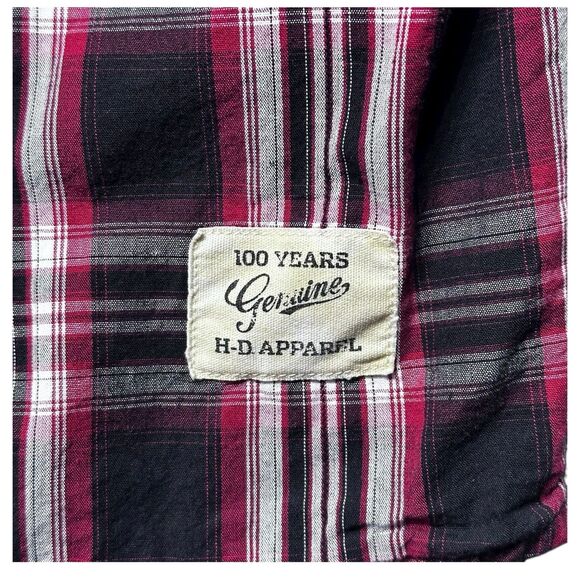Harley Davidson Plaid Button Up Shirt Men XL Red Black Short Sleeve Skull Logo - Picture 5 of 11